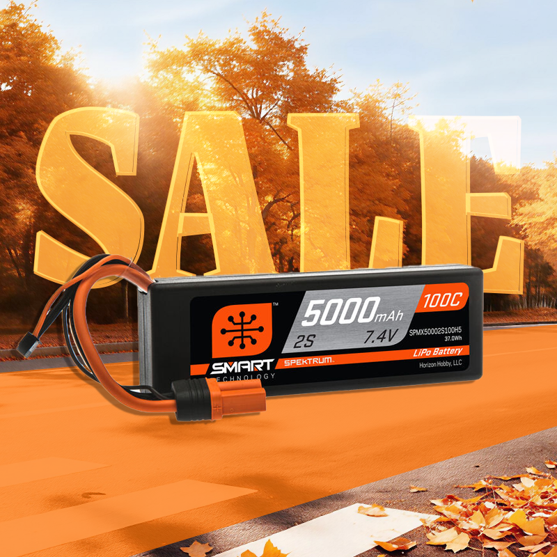 Spektrum 7.4V 5000mAh 2S 100C Smart Hardcase LiPo Battery: IC5-SPMX50002S100H5