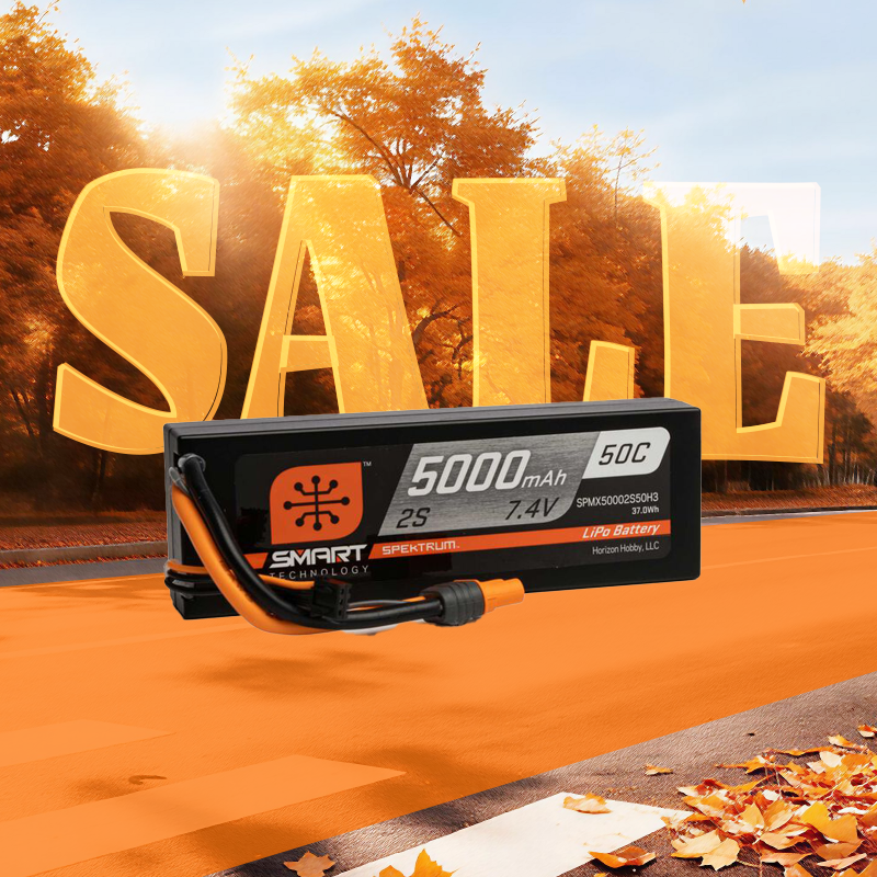 Spektrum 7.4V 5000mAh 2S 50C Smart Hardcase LiPo Battery: IC3-SPMX50002S50H3