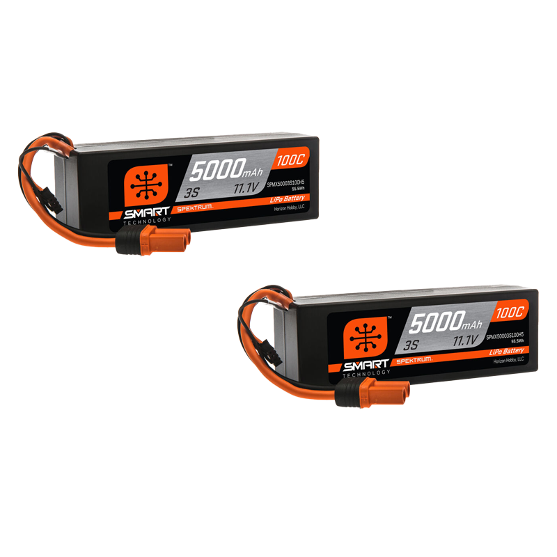 Spektrum 11.1V 5000mAh 3S 100C Smart Hardcase LiPo Battery: IC5-SPMX50003S100H5