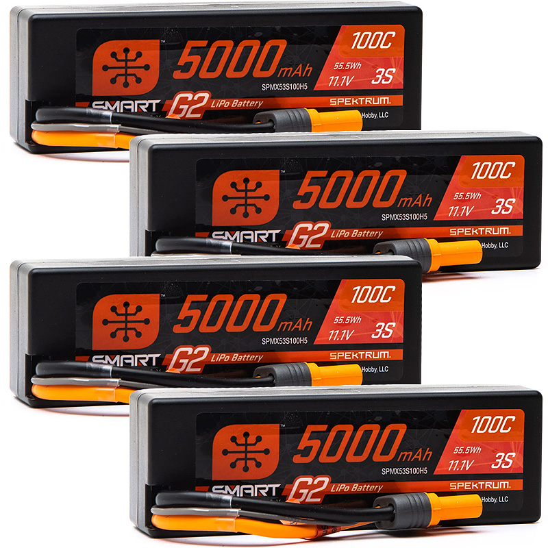 Spektrum 11.1V 5000mAh 3S 100C Smart G2 Hardcase LiPo Battery: IC5-SPMX53S100H5