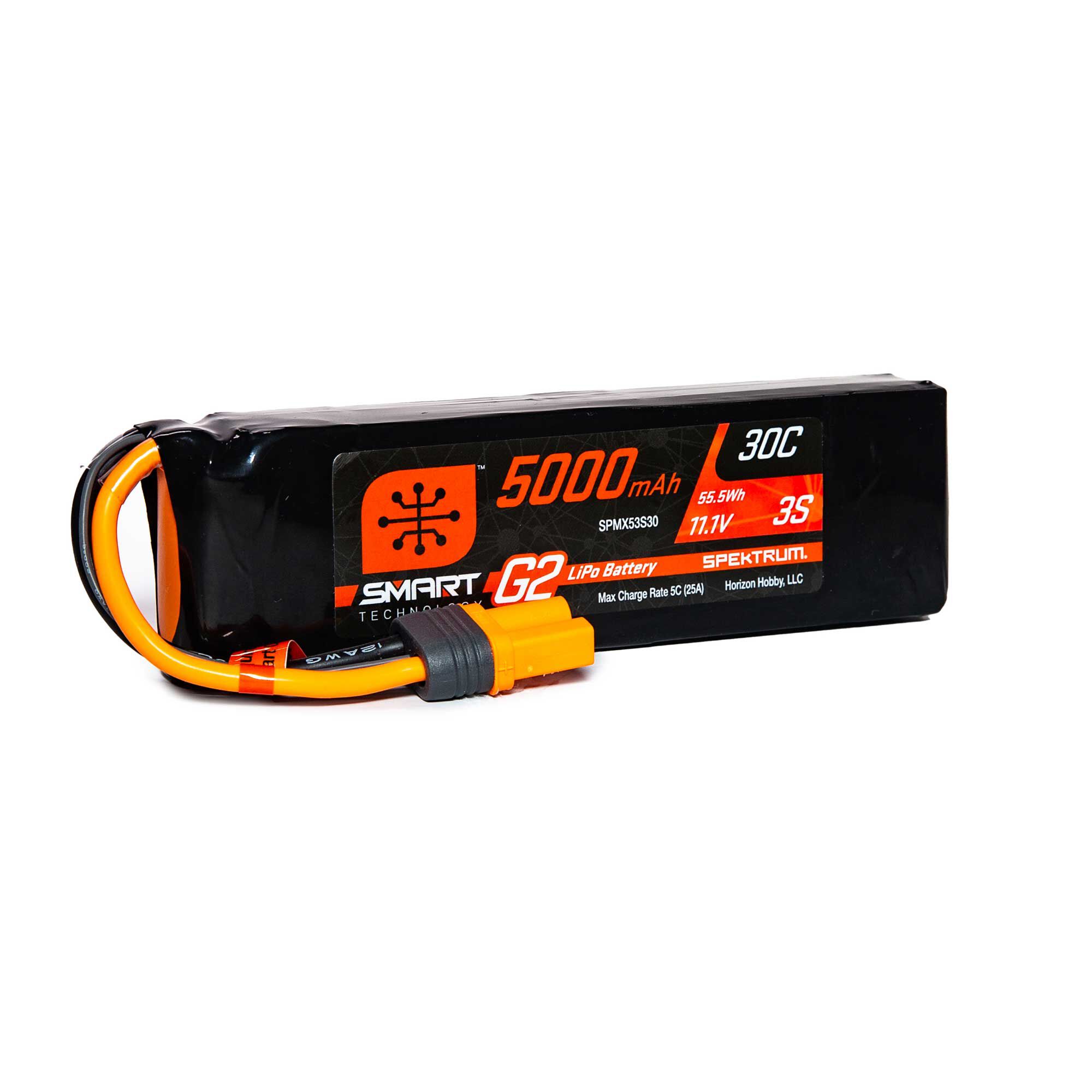 Spektrum 11.1V 5000mAh 3S 30C Smart G2 LiPo Battery: IC5-SPMX53S30