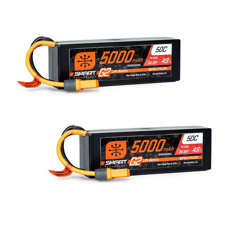 Spektrum 14.8V 5000mAh 4S 50C Smart G2 Hardcase LiPo Battery: IC5-SPMX54S50H5