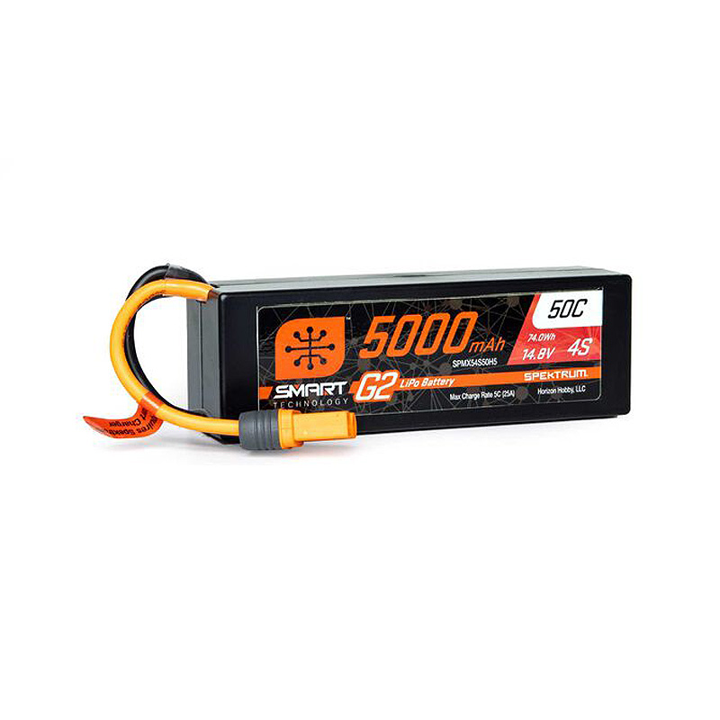 Spektrum 14.8V 5000mAh 4S 50C Smart G2 Hardcase LiPo Battery: IC5-SPMX54S50H5