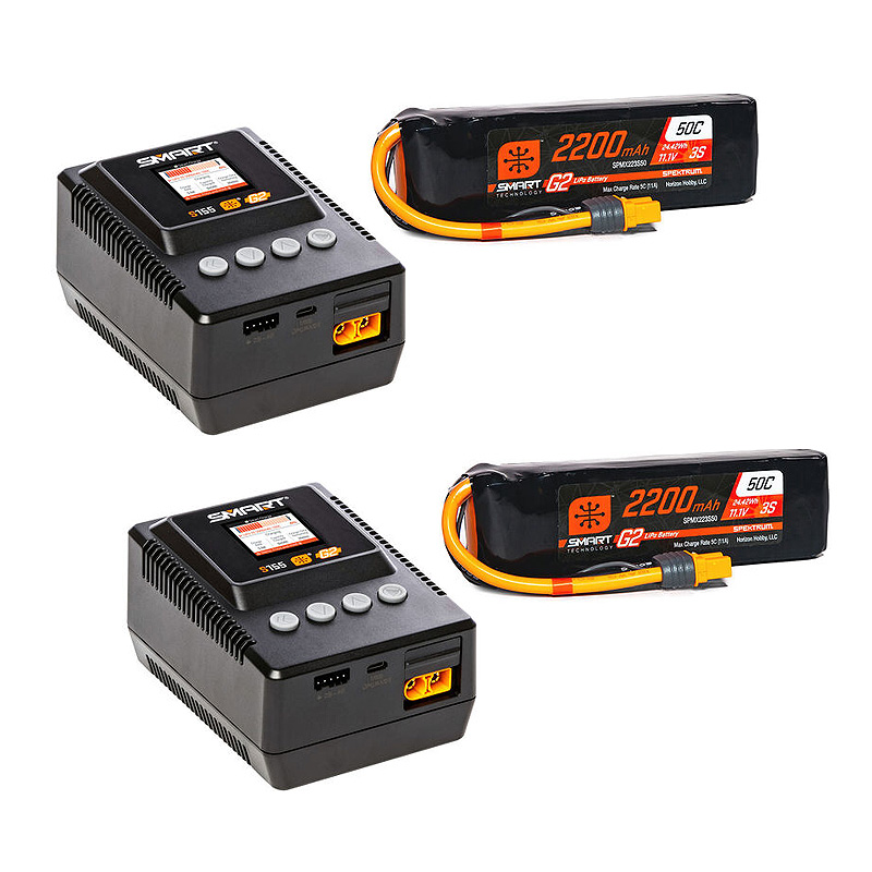Spektrum Smart Powerstage Air Bundle: G2 2200mAh 3S LiPo IC3 & S155 Charger-SPMXPSA400
