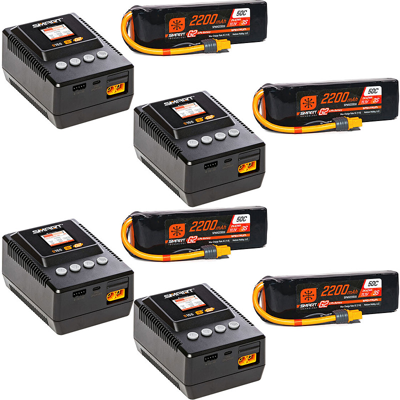 Spektrum Smart Powerstage Air Bundle: G2 2200mAh 3S LiPo IC3 & S155 Charger-SPMXPSA400