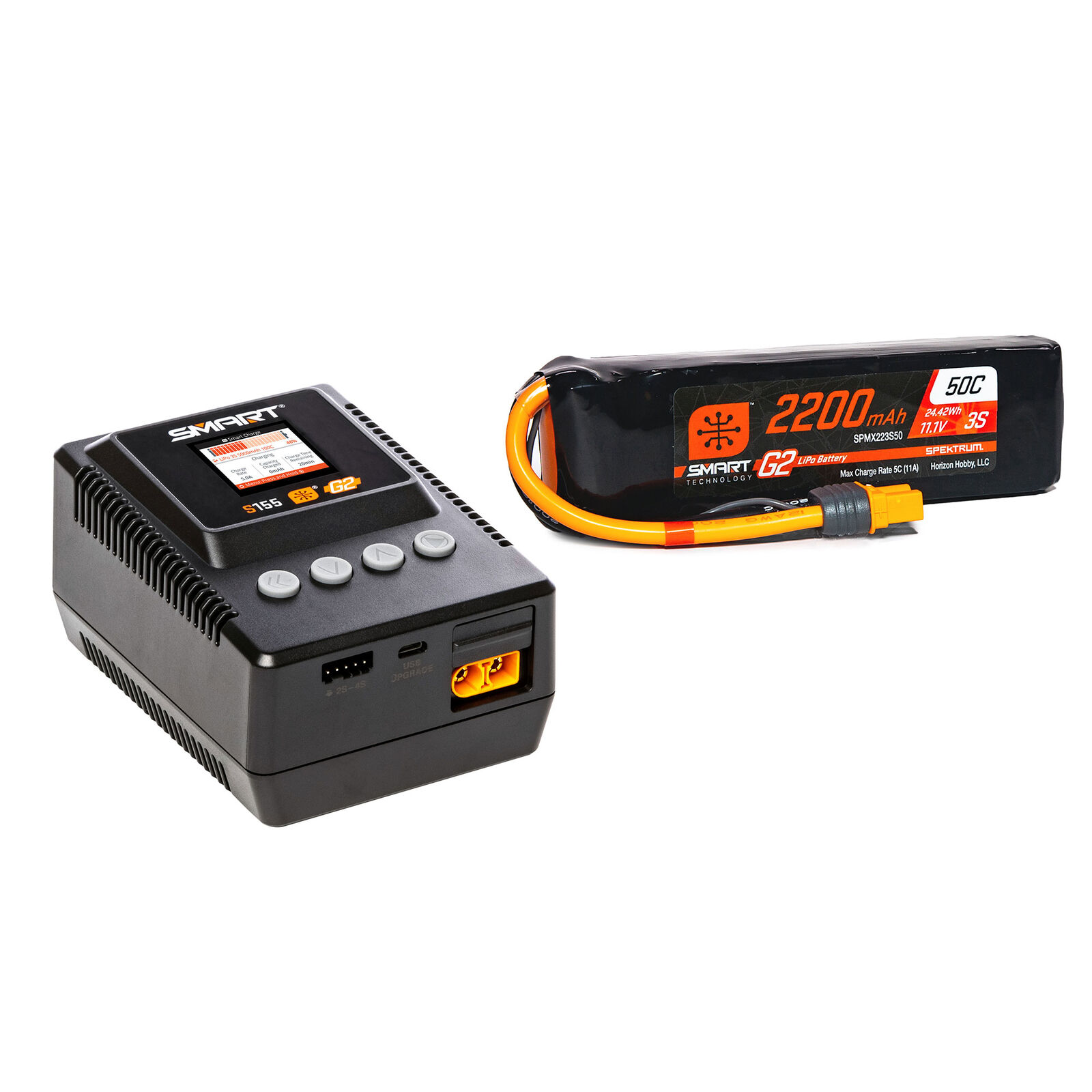 Spektrum Smart Powerstage Air Bundle: G2 2200mAh 3S LiPo IC3 & S155 Charger-SPMXPSA400