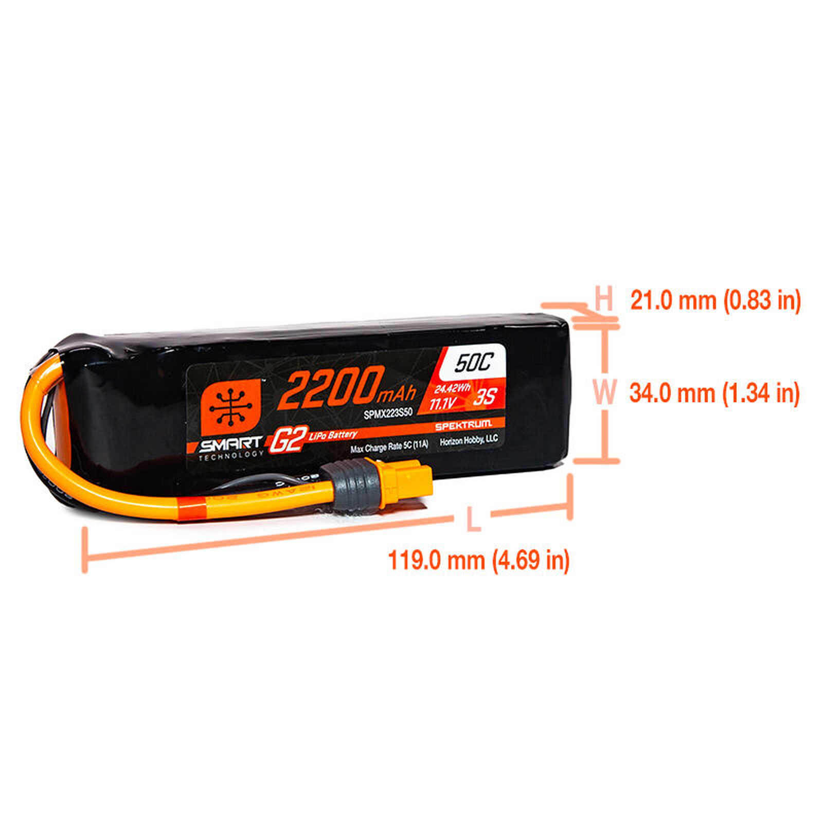 Spektrum Smart Powerstage Air Bundle: G2 2200mAh 3S LiPo IC3 & S155 Charger-SPMXPSA400