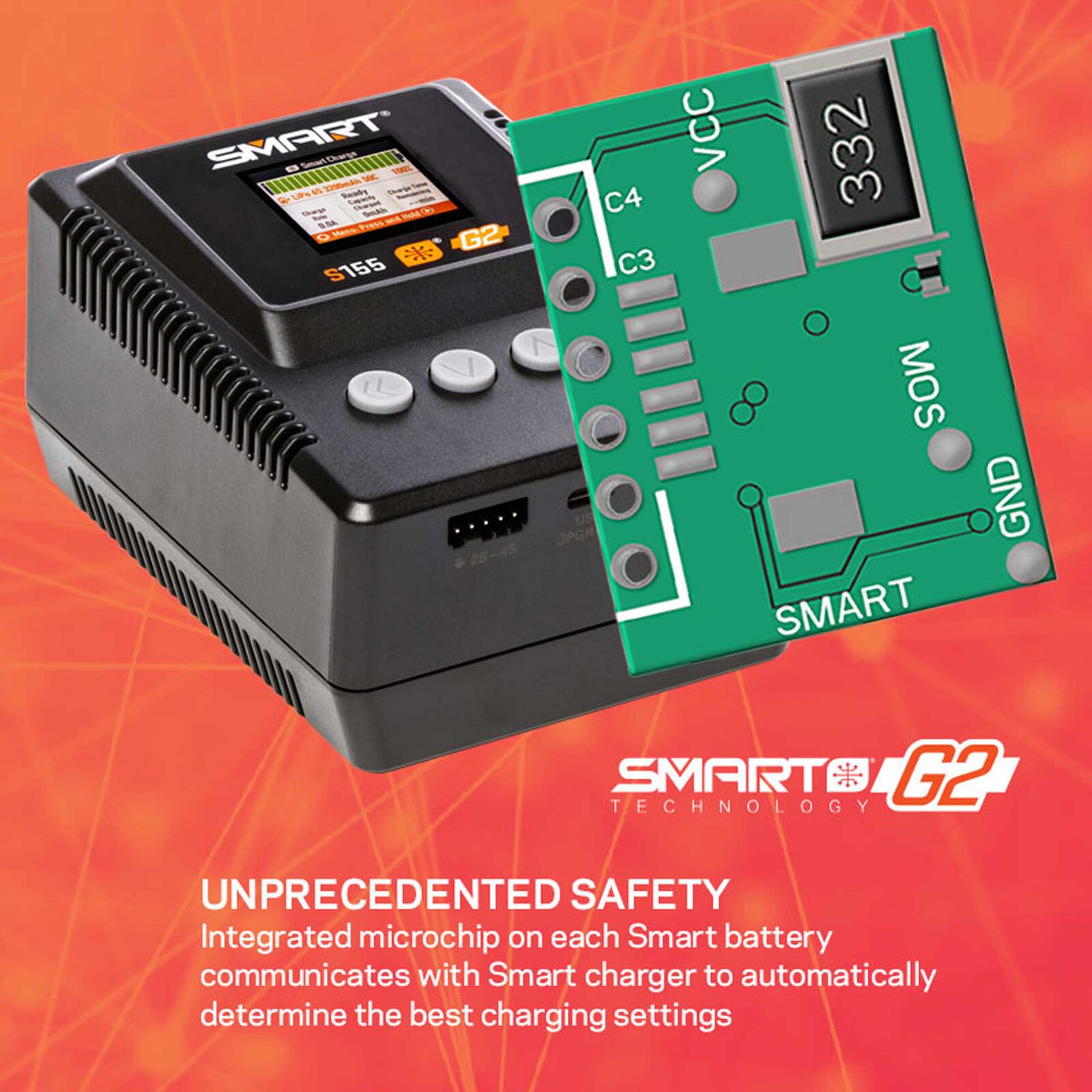Spektrum Smart Powerstage Air Bundle: G2 2200mAh 3S LiPo IC3 & S155 Charger-SPMXPSA400