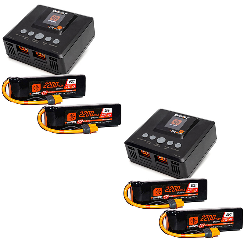 Spektrum Smart Powerstage Air Bundle: G2 2200mAh 4S 50C LiPo IC3 & S250 Charger-SPMXPSA500