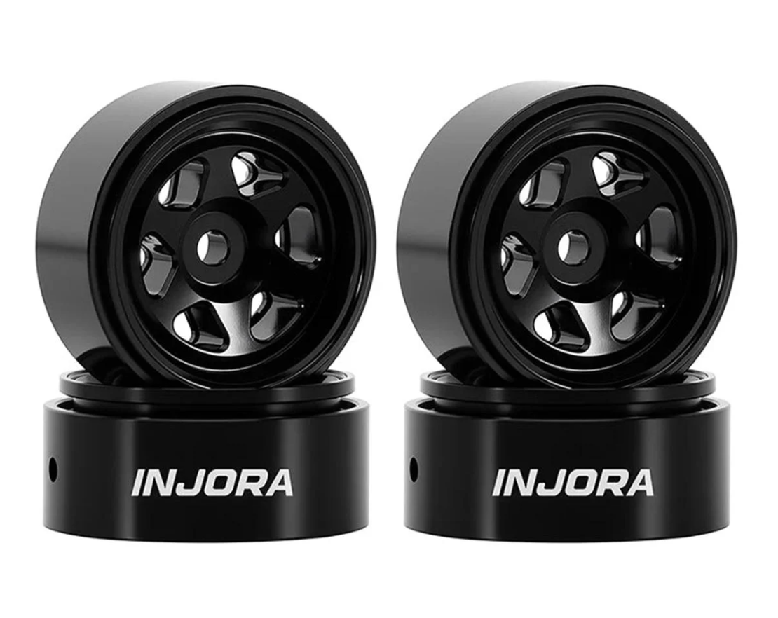 Injora 0.7" D18 6-Spoke Beadlock Wheels (W7001)-INJW7001BK-18