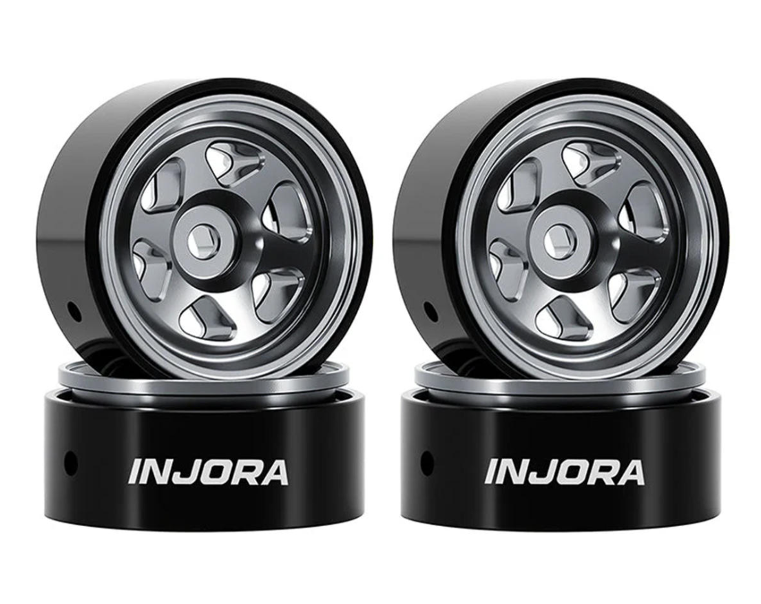 Injora 0.7" D18 6-Spoke Beadlock Wheels (W7001) Multiple Colors-INJW7001BK-18