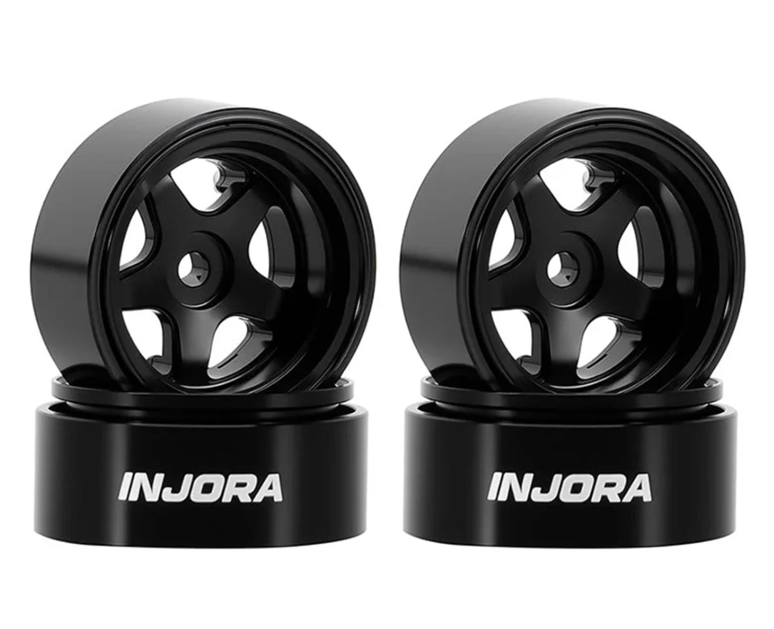 Injora 0.7" D18 5-Spoke Beadlock Wheels (W7002) Multiple Colors-INJW7002BK-18