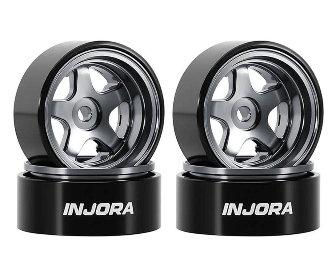 Injora 0.7" D18 5-Spoke Beadlock Wheels (W7002) Multiple Colors-INJW7002BK-18