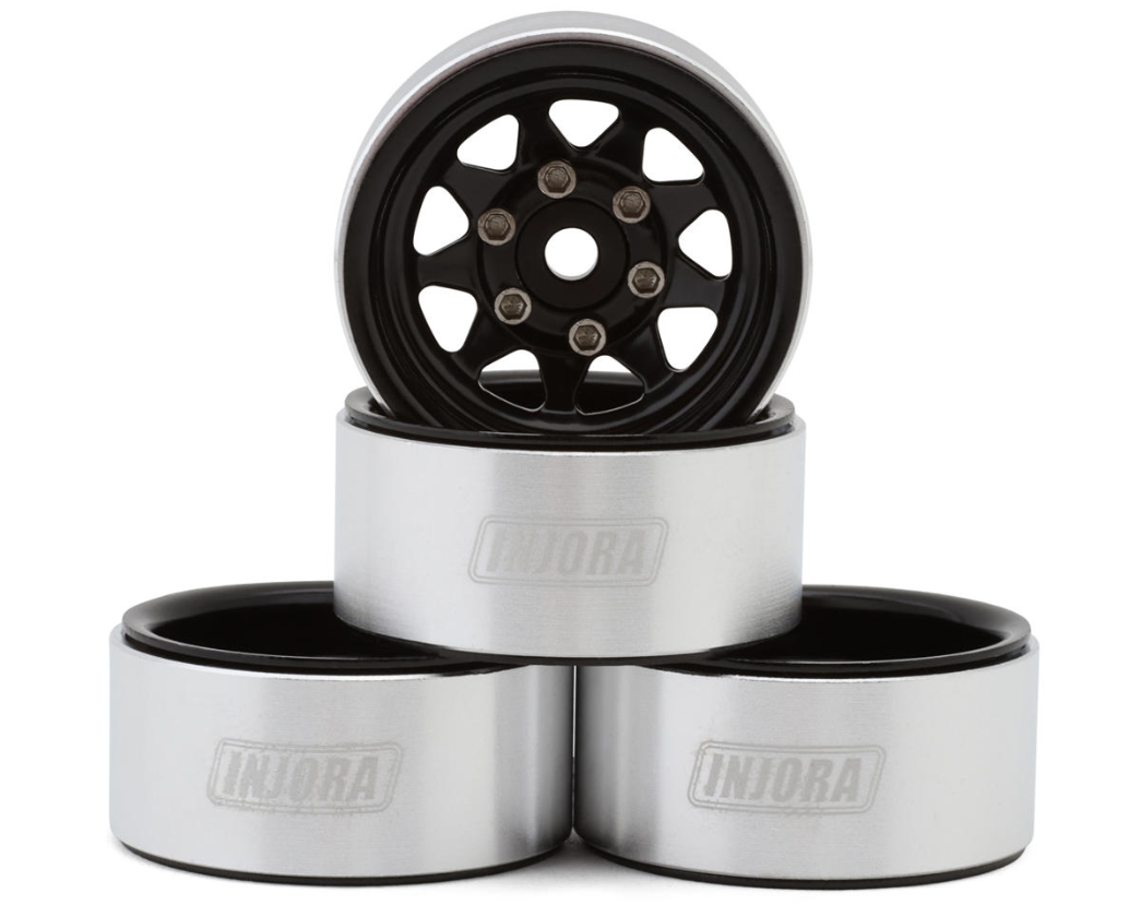 Injora 1.0" Stamped Steel Beadlock Wheels (W1004)-INJYQW-1004BK