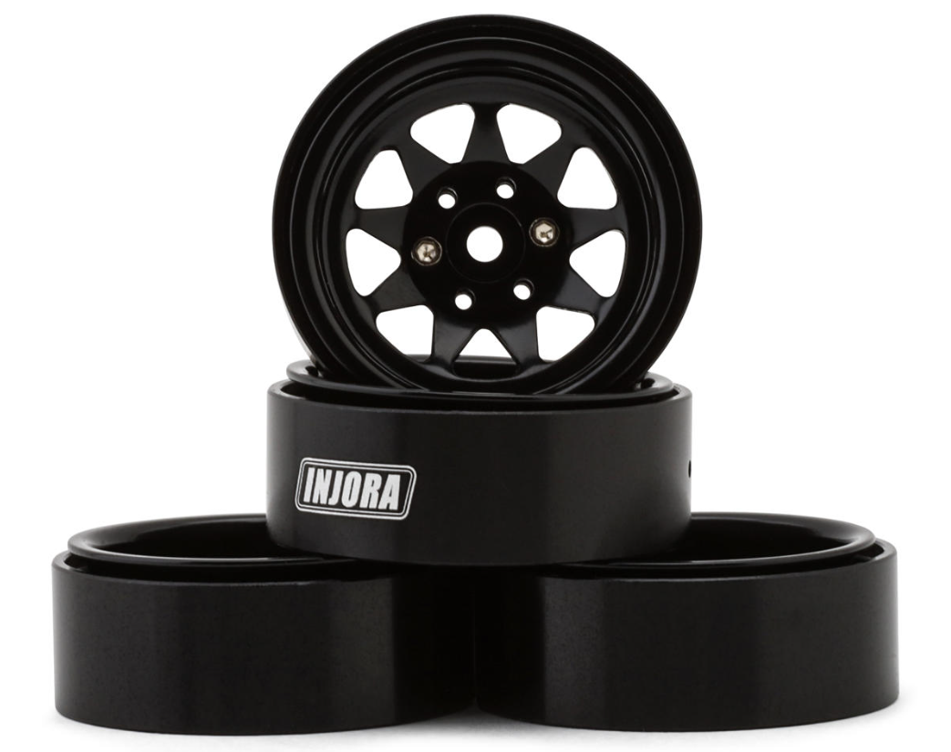 Injora Stamped Steel 1.3" Beadlock Wheels (W1312)-INJYQW-1312BK