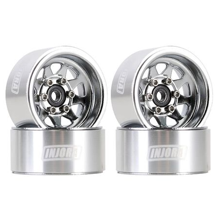 Injora 1.0" Stamped Steel Beadlock Wheels (W1004) Multiple Colors-INJYQW-1004BK