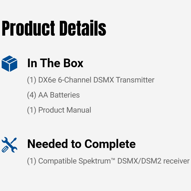DX6e 6-Channel DSMX Transmitter Only