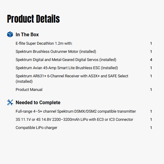 E-flite Super Decathlon 1.2m BNF Basic with AS3X+ and SAFE Select