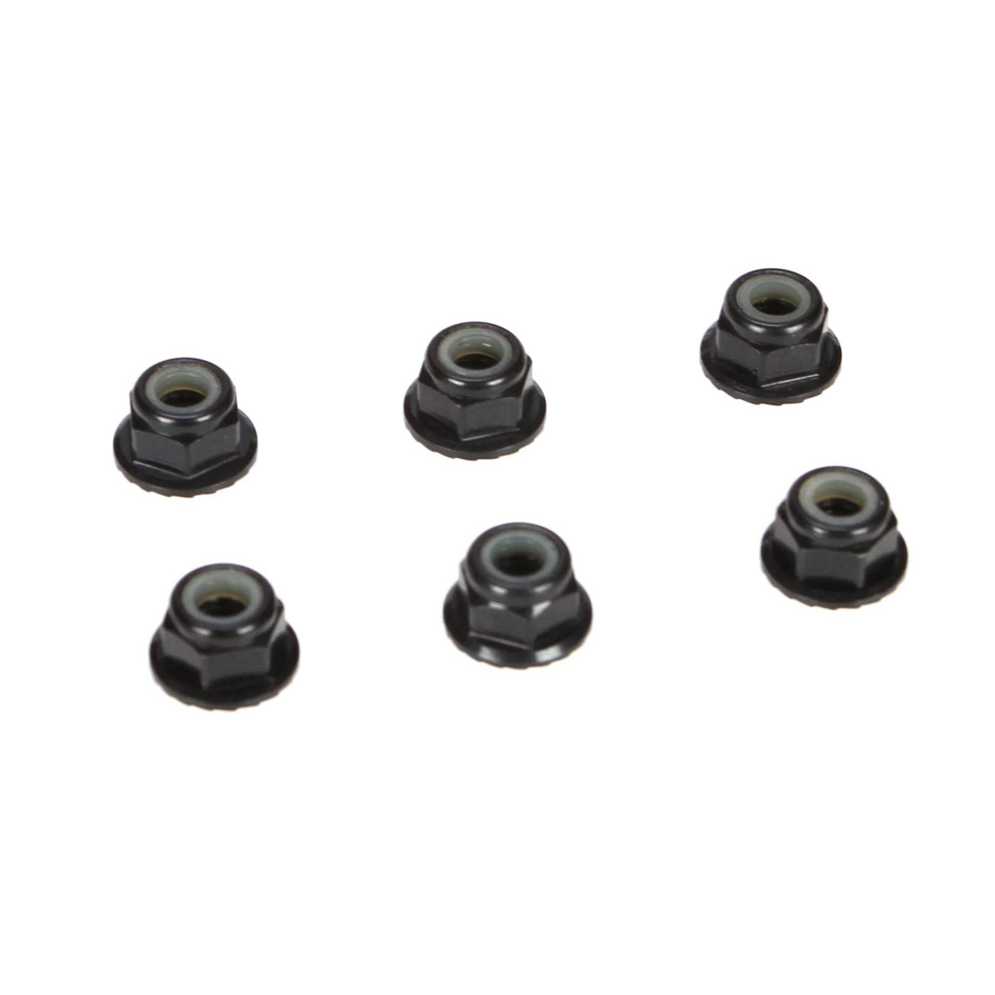 Team Losi Racing 4mm Aluminum Serrated Lock Nuts, Black (6)-TLR336000