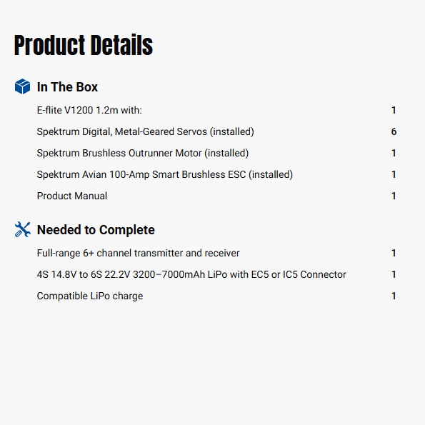 E-flite V1200 1.2m PNP-EFL120075