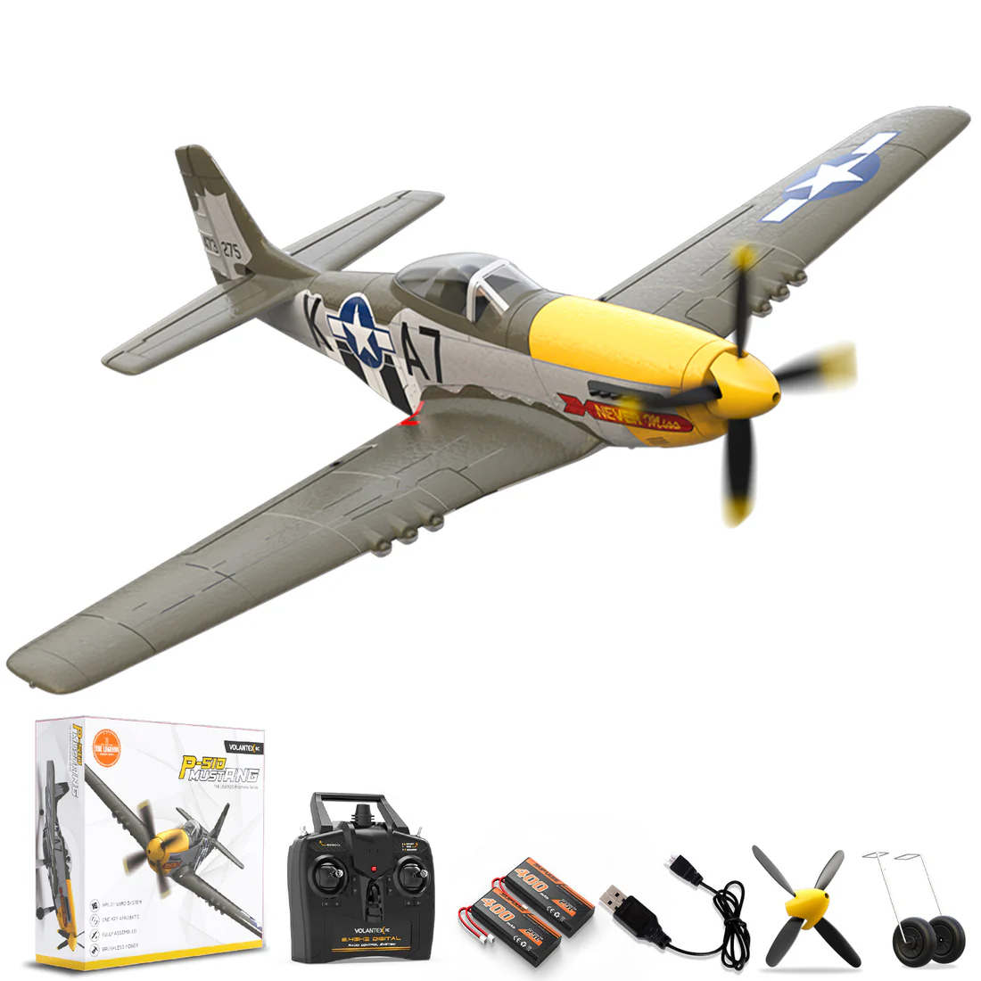 VOLANTEXRC P-51Mustang 500mm RTF RC Warbirds Airplane Brushless w/ Gyro Stabilizer-76802