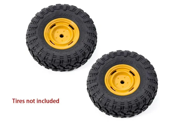 BATRAZZI 0.8" Aluminum 4-Slot Road Wheels Yellow 4 Pcs for SCX24/CR24/FCX24M (Discovery/Range Rover & Tacoma)-BTZ1088YL-AL