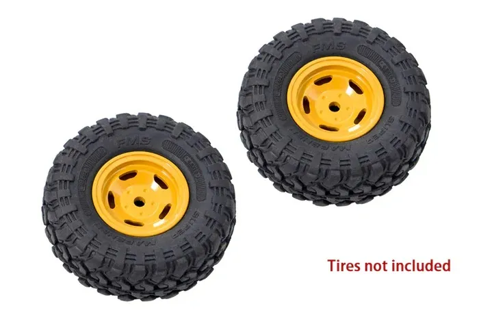 BATRAZZI 0.9" Aluminum Star Road Wheels Yellow 4 Pcs for SCX24/CR24/FCX24M (D90/D110 & Tacoma)-BTZ1087YL-AL
