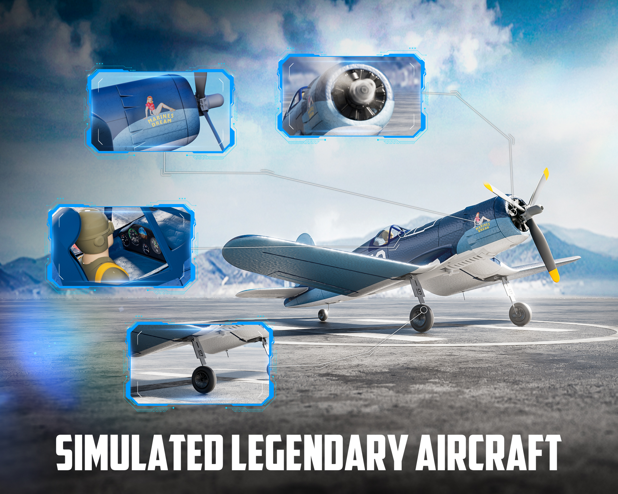 VOLANTEXRC F4U Corsair 500mm RTF RC Warbirds Airplane w/ Brushless Motor-76803