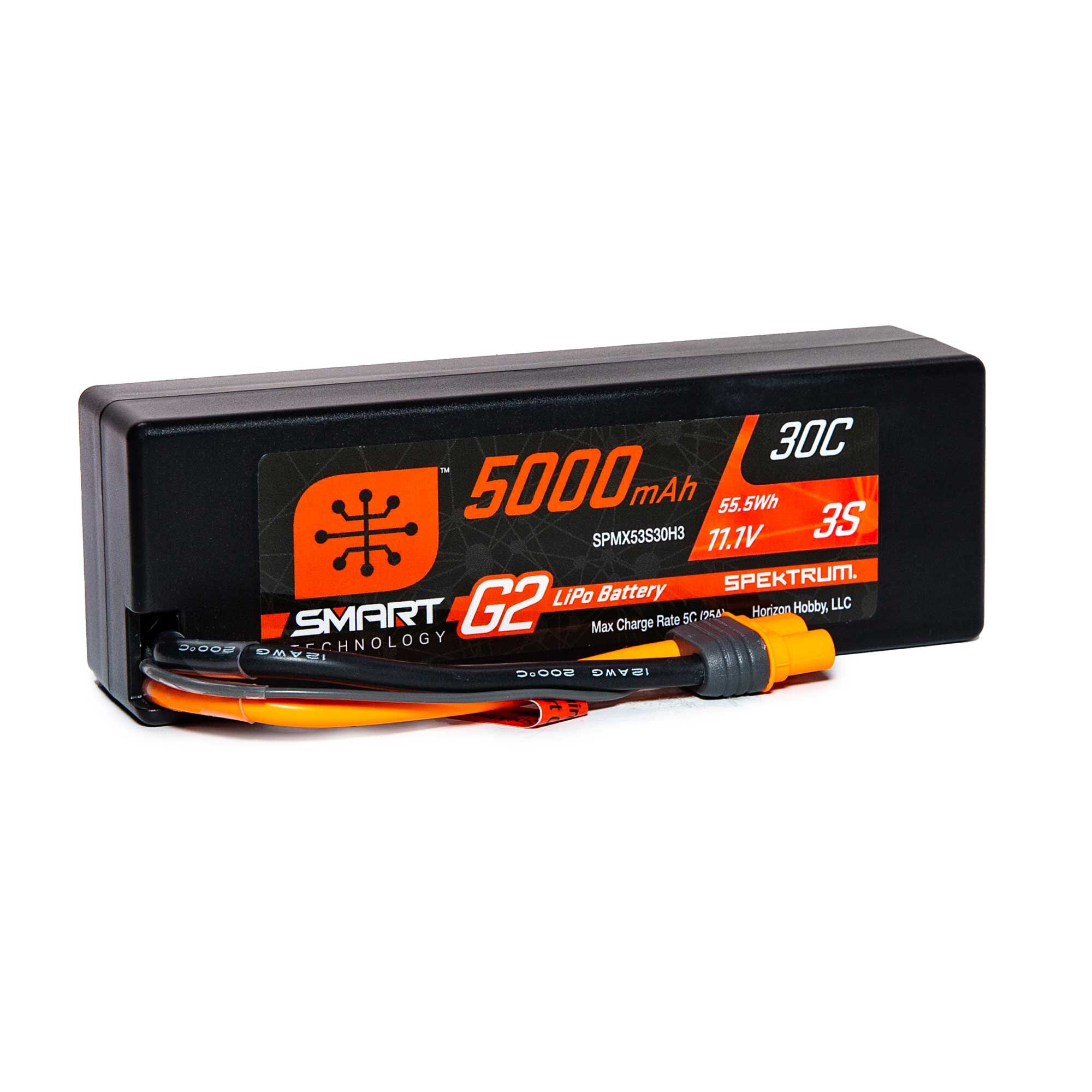 Spektrum 11.1V 5000mAh 3S 30C Smart G2 Hardcase LiPo Battery: IC3-SPMX53S30H3