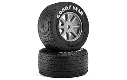 Ready to Install for the Pro-Line 1/12 Goodyear Blue Streak VTA Front Tires Mounted 8mm Gray Wheels (2): Losi NASCAR® Race Car