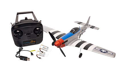 HobbyZone P-51D Mustang Micro 450mm RTF Basic Electric Airplane with SAFE Technology (HBZ-1251) - Ready-to-fly right out of the box.