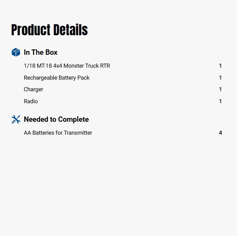 Redcat 1:18 Racing MT-18 4x4 Monster Truck RTR-RER33539/RER33540