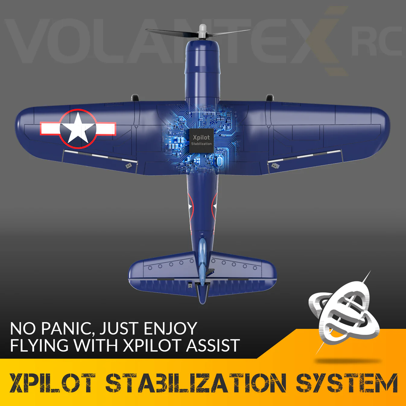 VOLANTEXRC F4U Corsair V2 400mm RTF 4CH RC Warbirds Airplane 15.7''-76