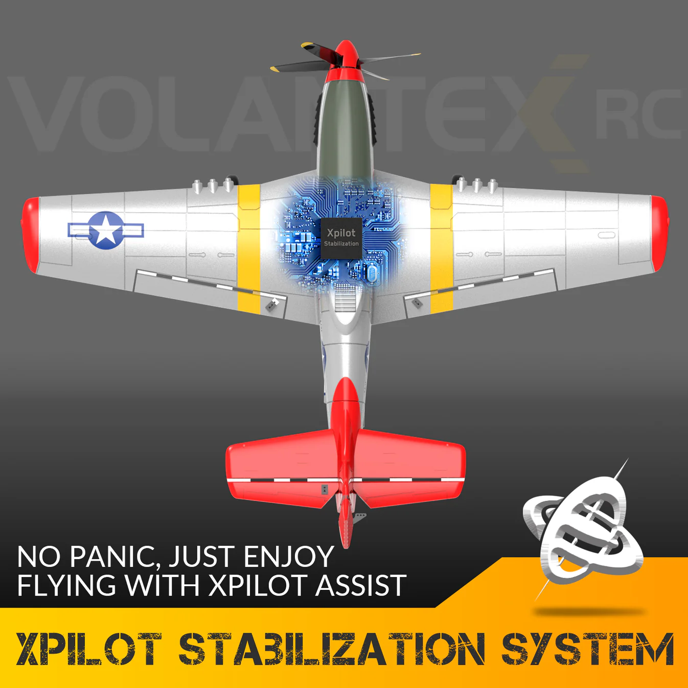 VOLANTEXRC Mustang P51 Red 400mm 4CH RTF-76105