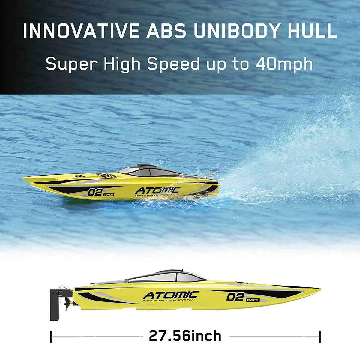 VOLANTEXRC Atomic 45mph High Speed Brushless Remote Control RC Boat (79204) RTR