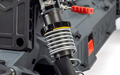 Protection Where It Matters for the Pro Line  PowerStroke Front Oil-Filled Shocks 