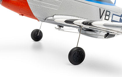 HobbyZone P-51D Mustang Micro 450mm RTF airplane (HBZ-1251) with SAFE Tech - Features reinforced capable landing gear.