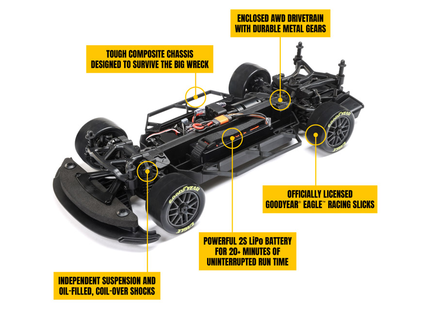 1/12 NASCAR 2S AWD RTR Brushed On-Road RC Race Car Features