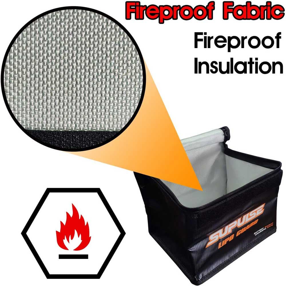 SUPULSE Lipo Safe Bag x1 Fireproof Explosionproof for Lithium Battery Storage and Charging(7.9" x 5.9" x 5.9")