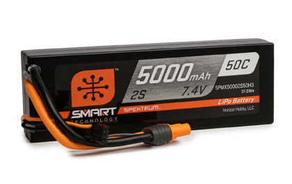 Spektrum<sup>&trade;</sup>5000mAh 2S 50C Smart Hardcase LiPo Battery: IC3
