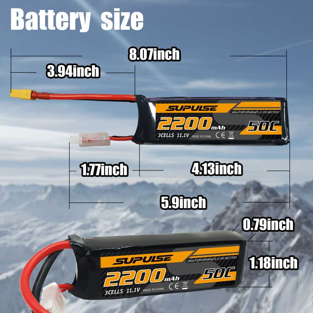 SUPULSE 2pcs 11.1V 3S 2200mAh 50C Lipo Battery with XT60 Plug