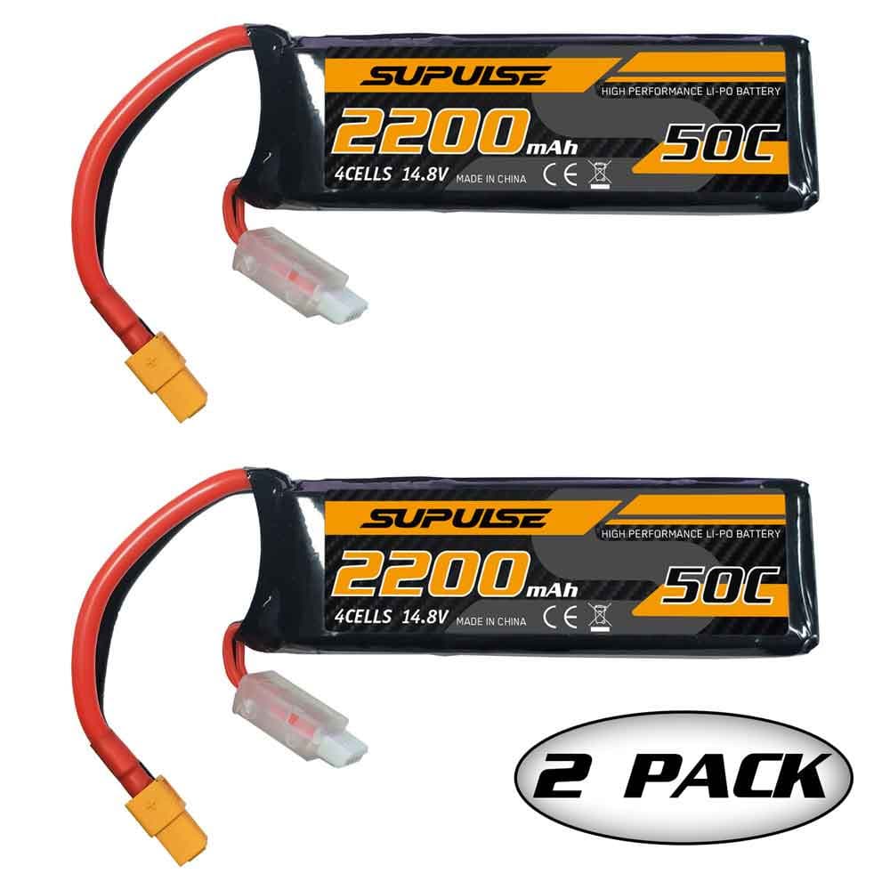  Skip to product information SUPULSE 2pcs 14.8V 4S 2200mAh 50C Lipo Battery with XT60 Plug