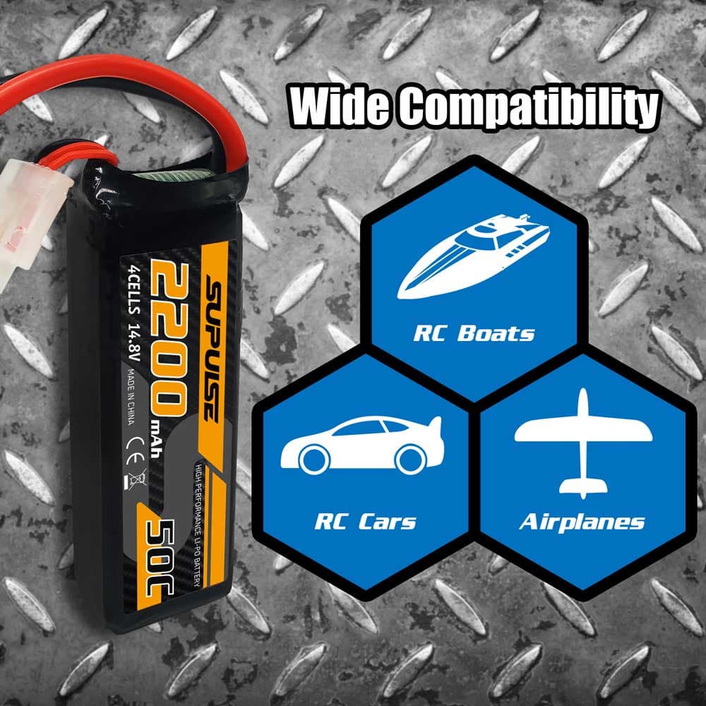  Skip to product information SUPULSE 2pcs 14.8V 4S 2200mAh 50C Lipo Battery with XT60 Plug