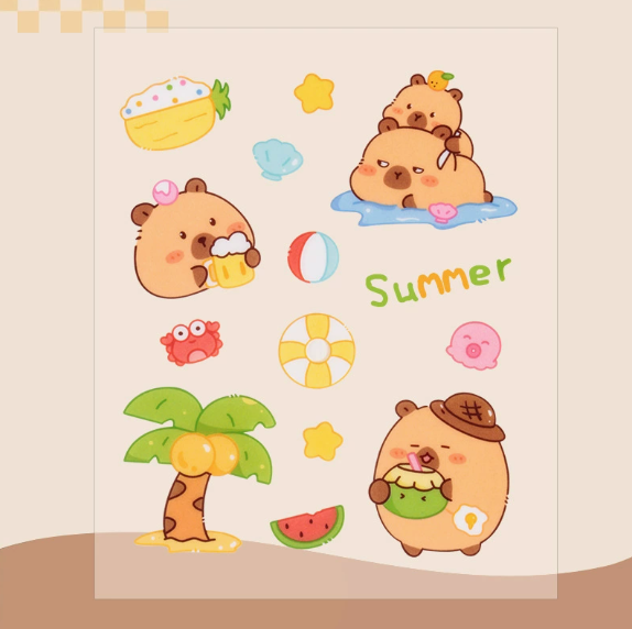 Capybara Waterproof Stickers for Kids