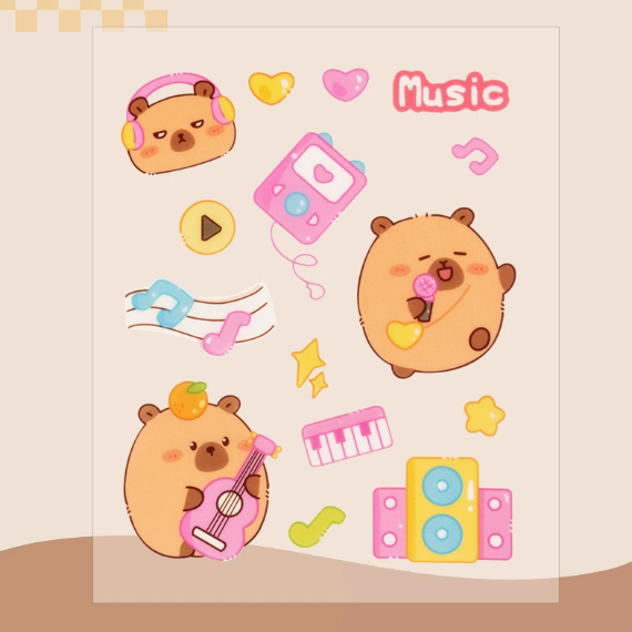 Capybara Waterproof Stickers for Kids