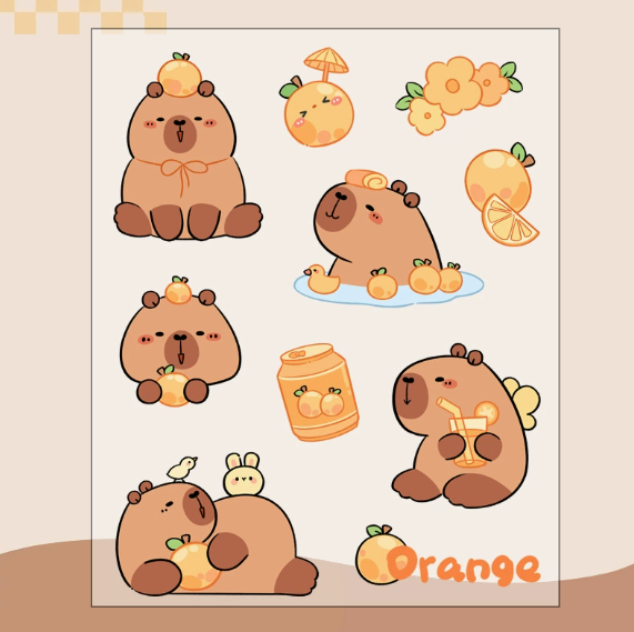 Capybara Waterproof Stickers for Kids