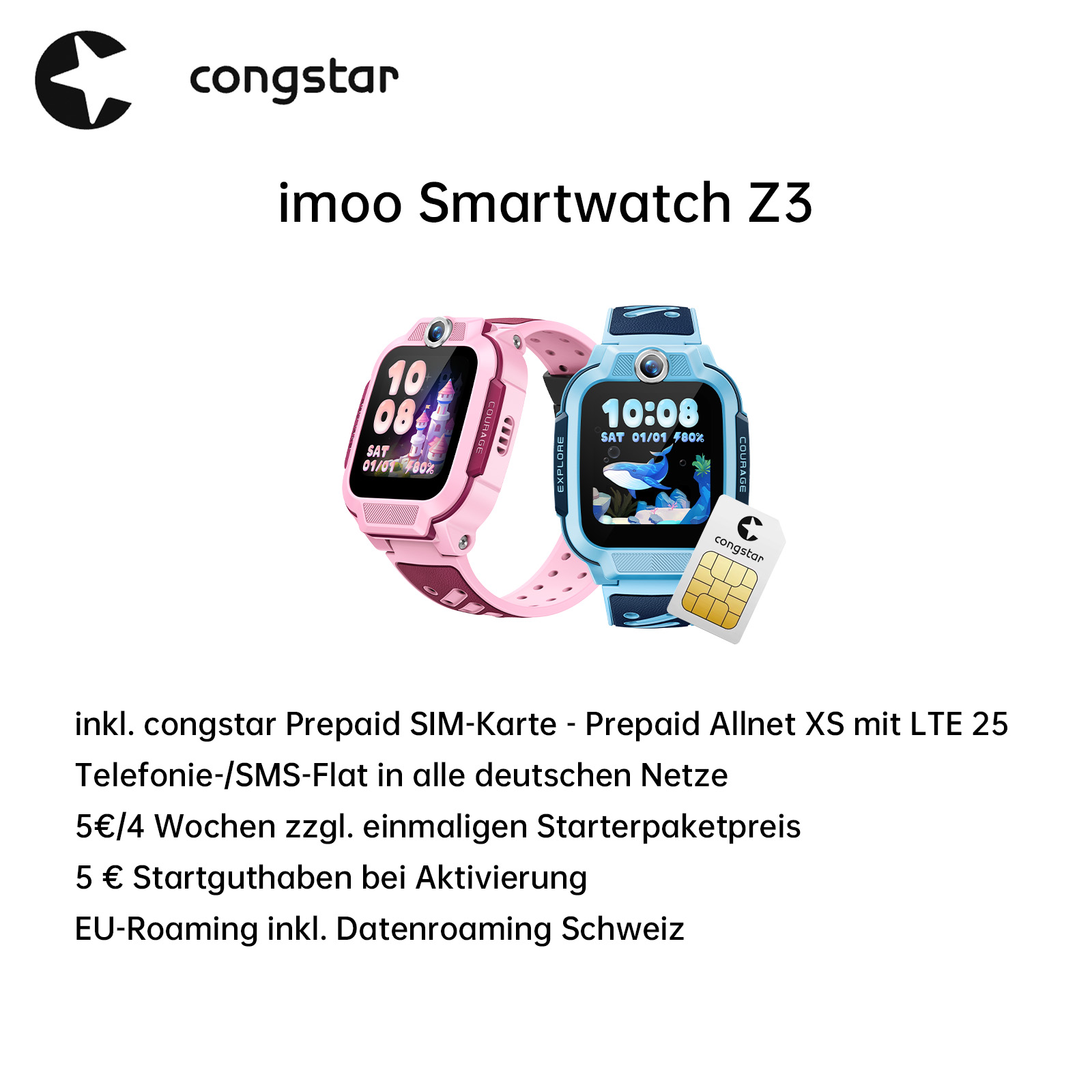 Die imoo Watch Phone Z3 – Kinder Smartwatch inkl. congstar Prepaid SIM