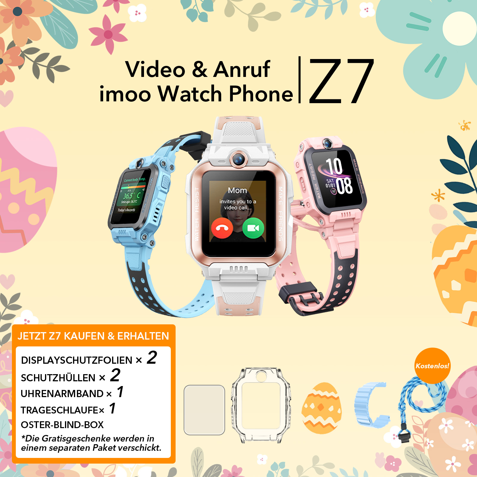 DE-imoo Z7 Kinder-Smartwatch-Telefon – Das perfekte Geschenk für Kinder