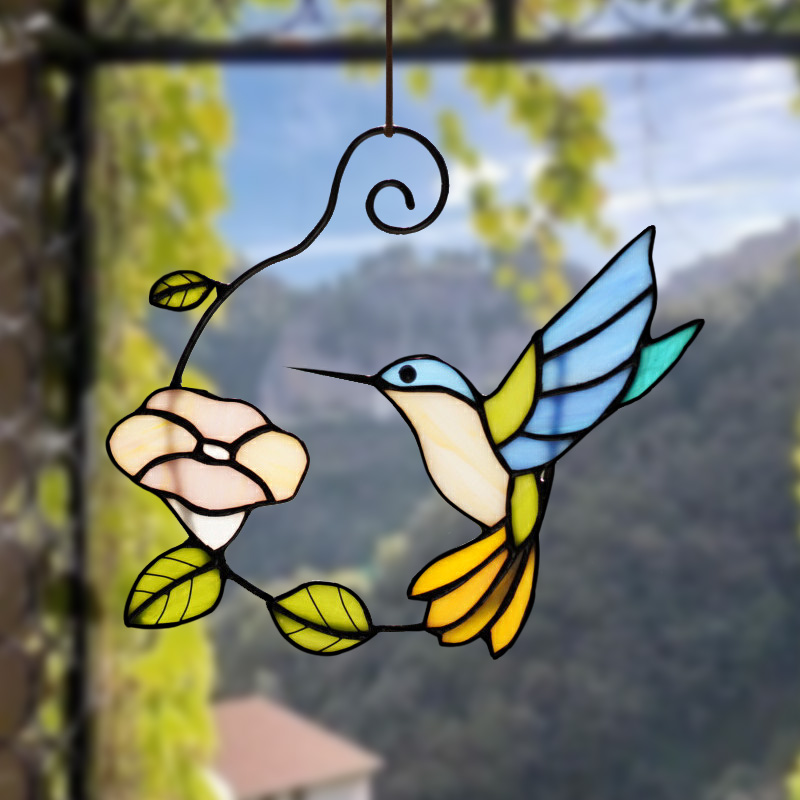Bird stained glass bird suncatcher―Flap