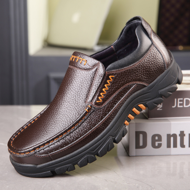 DRESSYE™ Mens genuine leather waterproof non-slip soft insole casual shoes